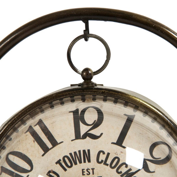Zentique Iron Industrial Clock with Glass Face — Compact, Durable Metal Timepiece for Mantels, Shelves, Desks W9.25 x H12 x D6 PC082