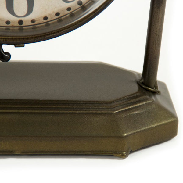 Zentique Iron Industrial Clock with Glass Face — Compact, Durable Metal Timepiece for Mantels, Shelves, Desks W9.25 x H12 x D6 PC082