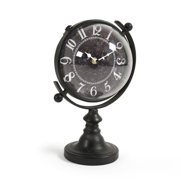 Zentique Iron Industrial Clock with Glass Face — Compact, Durable Metal Timepiece for Mantels, Shelves, Desks W7.25 x H11.75 x D6.75 PC083