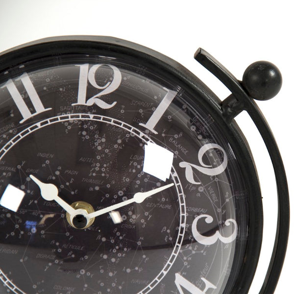 Zentique Iron Industrial Clock with Glass Face — Compact, Durable Metal Timepiece for Mantels, Shelves, Desks W7.25 x H11.75 x D6.75 PC083