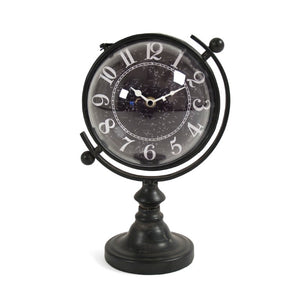 Zentique Iron Industrial Clock with Glass Face — Compact, Durable Metal Timepiece for Mantels, Shelves, Desks W7.25 x H11.75 x D6.75 PC083