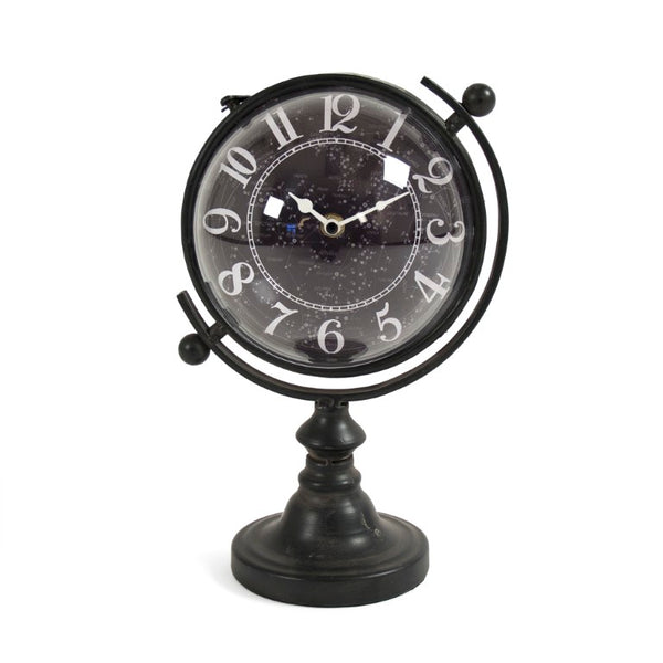 Zentique Iron Industrial Clock with Glass Face — Compact, Durable Metal Timepiece for Mantels, Shelves, Desks W7.25 x H11.75 x D6.75 PC083