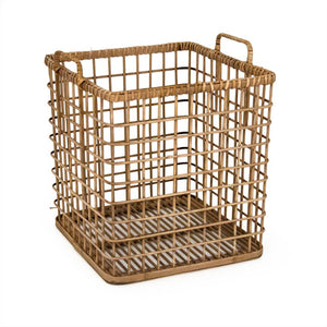 Zentique Large Wood Basket for Living Room Storage — 15.75" W x 17.5" H Organizer for Throws, Toys, Decor PC087