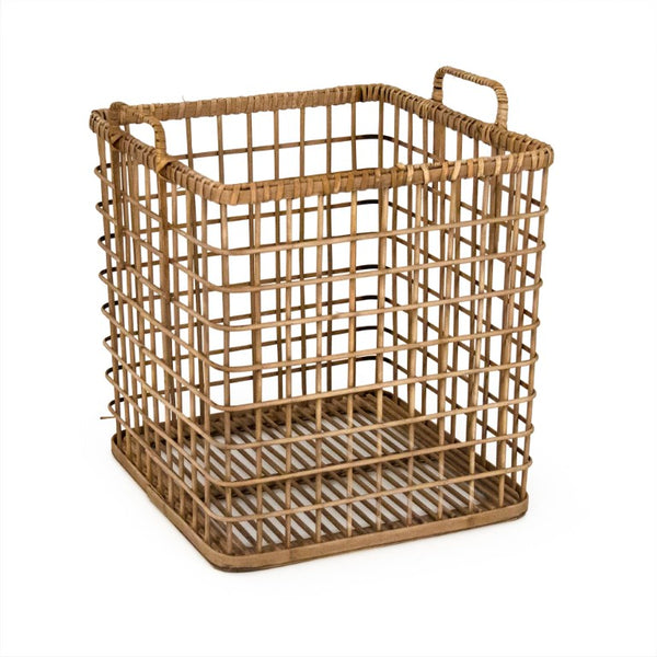 Zentique Large Wood Basket for Living Room Storage — 15.75" W x 17.5" H Organizer for Throws, Toys, Decor PC087