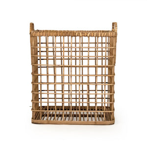 Zentique Large Wood Basket for Living Room Storage — 15.75" W x 17.5" H Organizer for Throws, Toys, Decor PC087