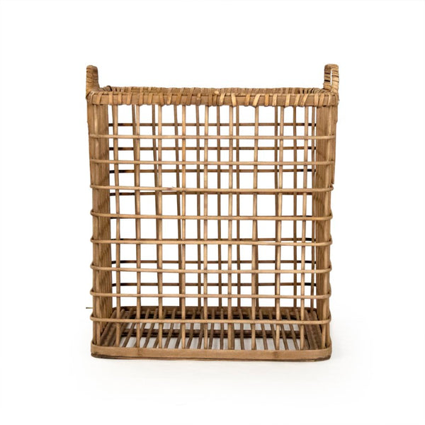 Zentique Large Wood Basket for Living Room Storage — 15.75" W x 17.5" H Organizer for Throws, Toys, Decor PC087