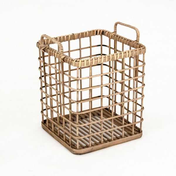 Zentique Small Rustic Wood Basket for Versatile Storage and Decor — Compact 11.25" x 13.75" Durable Accent Piece PC088