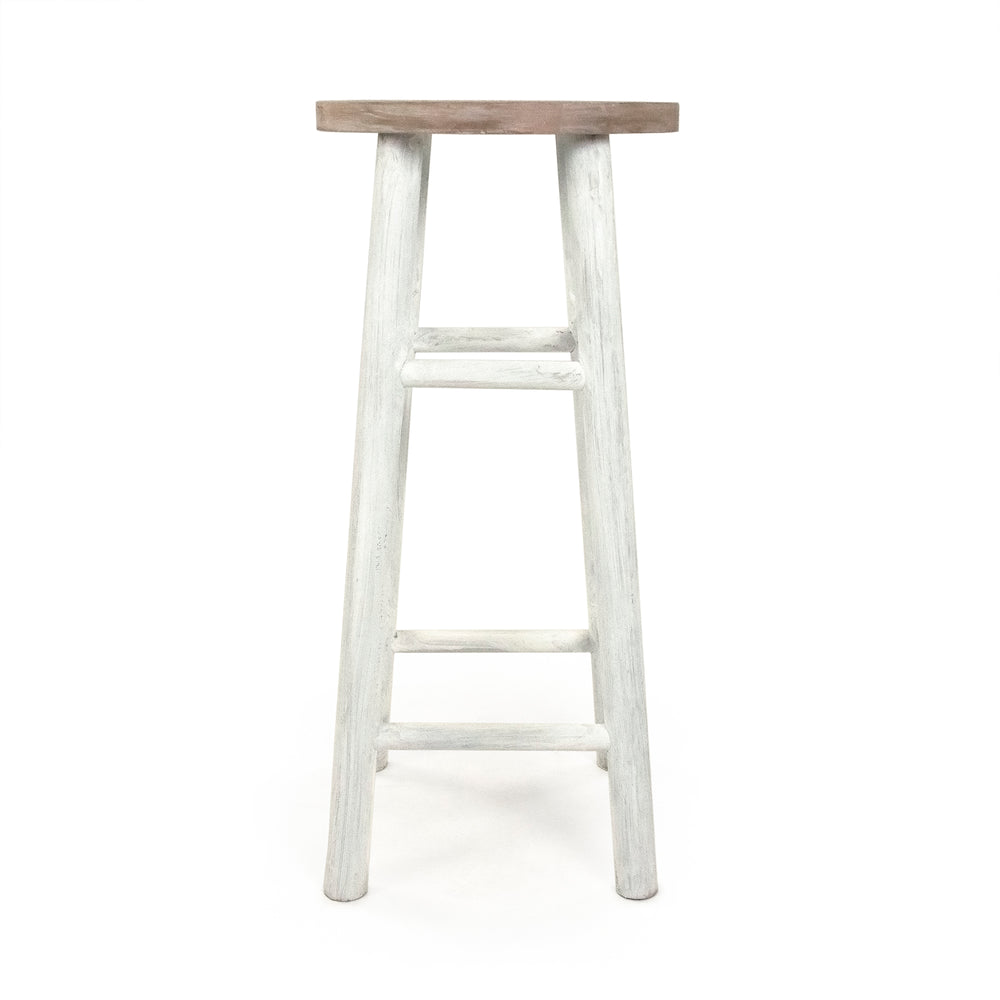 Parisienne Stool Natural, Distressed White PC089 Zentique