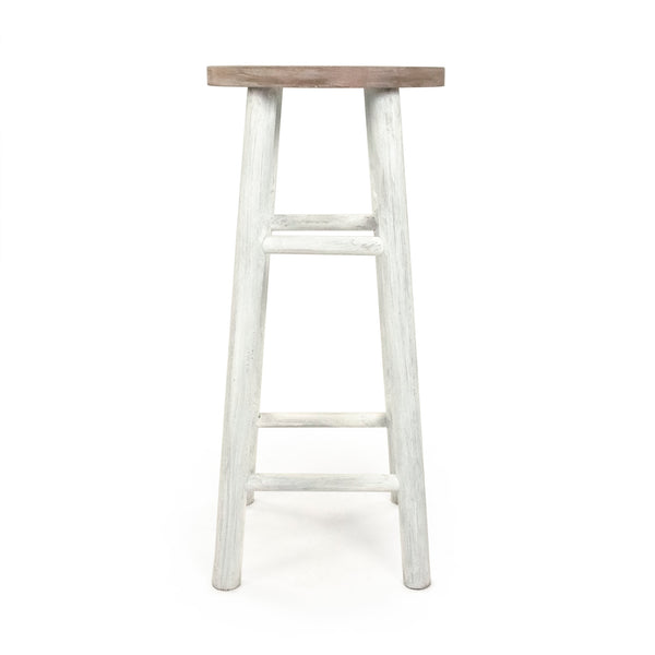 Parisienne Stool Natural, Distressed White PC089 Zentique