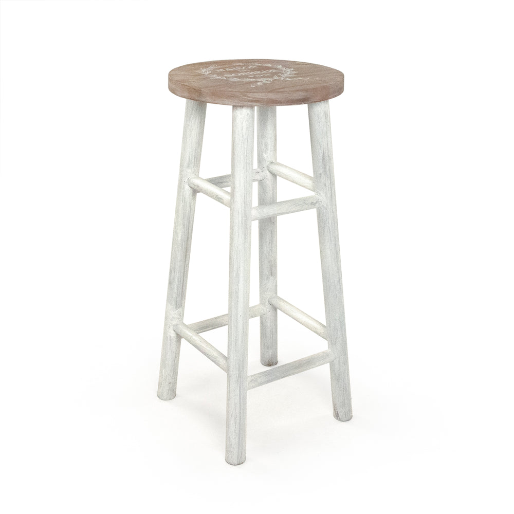 Parisienne Stool Natural, Distressed White PC089 Zentique