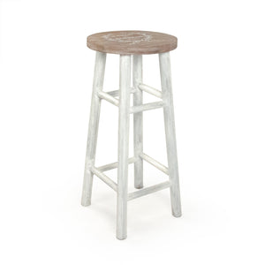 Parisienne Stool Natural, Distressed White PC089 Zentique