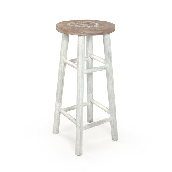 Parisienne Stool Natural, Distressed White PC089 Zentique