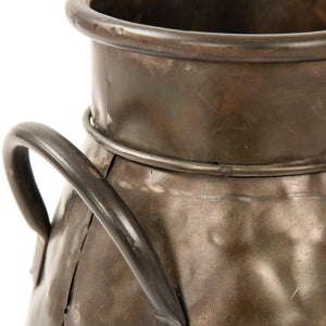 Zentique Weathered Iron Jar Small — Hand-Hammered Rustic Vase with Aged Patina, Versatile Decorative Accent for Shelves PC092