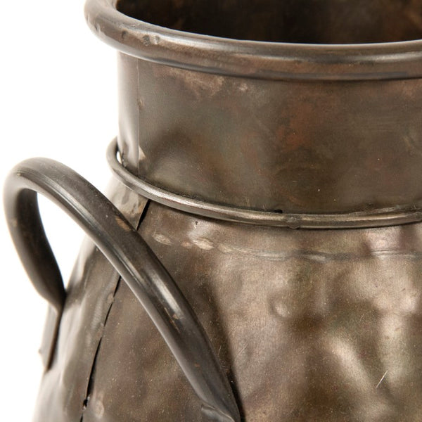 Zentique Weathered Iron Jar Small — Hand-Hammered Rustic Vase with Aged Patina, Versatile Decorative Accent for Shelves PC092