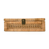 Rattan Storage Box with Glass Top - Stylish Weathered Design for Organizing and Displaying Items