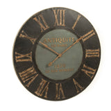 Wooden Frame Iron Clock Distressed Dark Grey PC095 Zentique