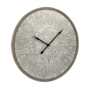 Zentique Wooden Frame Iron Clock - 39.5" Rustic-Industrial Wall Clock with Natural Wood Frame and Matte Iron Face PC097