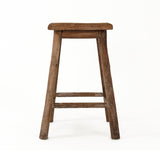 Rattan Stool Weathered Brown Wood PC098 Zentique