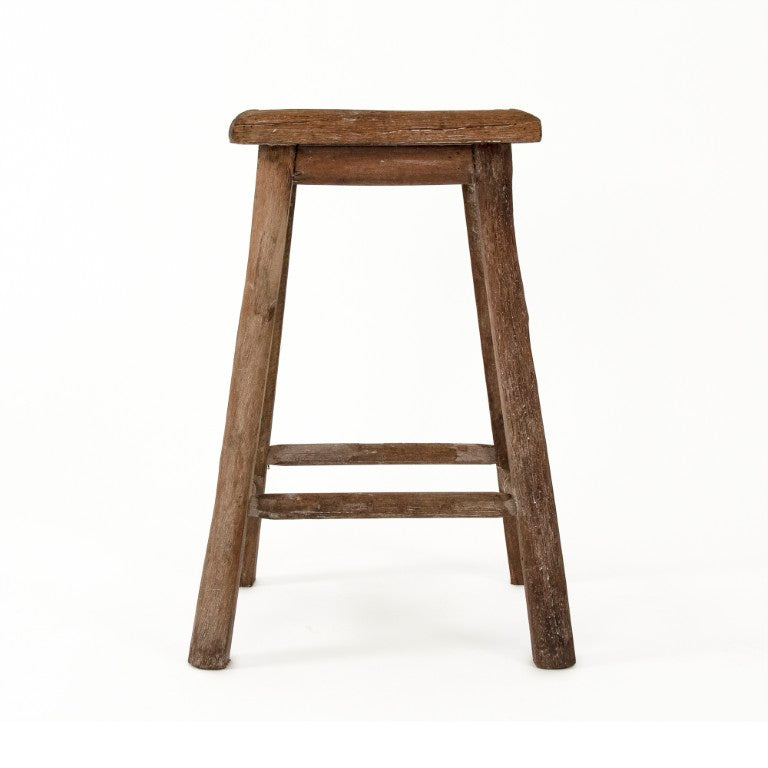 Zentique Rattan Handcrafted Woven Stool with Iron Frame — Compact Natural Wood Accent Seat for Small Spaces PC098