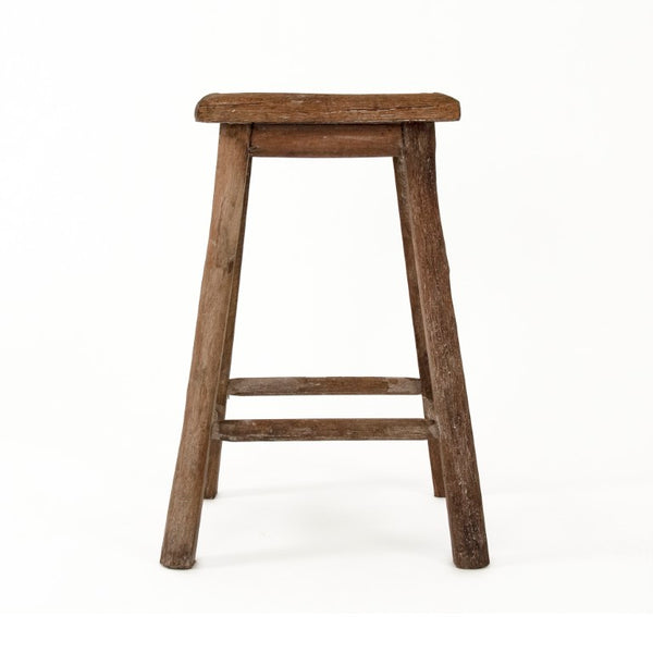 Zentique Rattan Handcrafted Woven Stool with Iron Frame — Compact Natural Wood Accent Seat for Small Spaces PC098