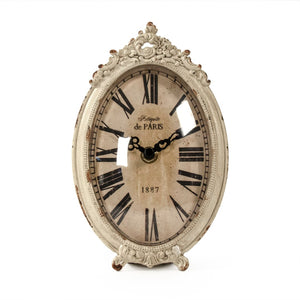 Iron Table Clock Antique Off-White PC100 Zentique