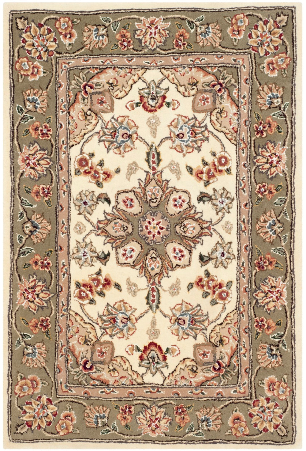 Safavieh Persian Court 102b Area Rug - Luxurious Silk & Wool Blend, Elegant Design For Stylish Home Interiors Ivory ,Light Olive Silk & Wool Pile Pc102b-4