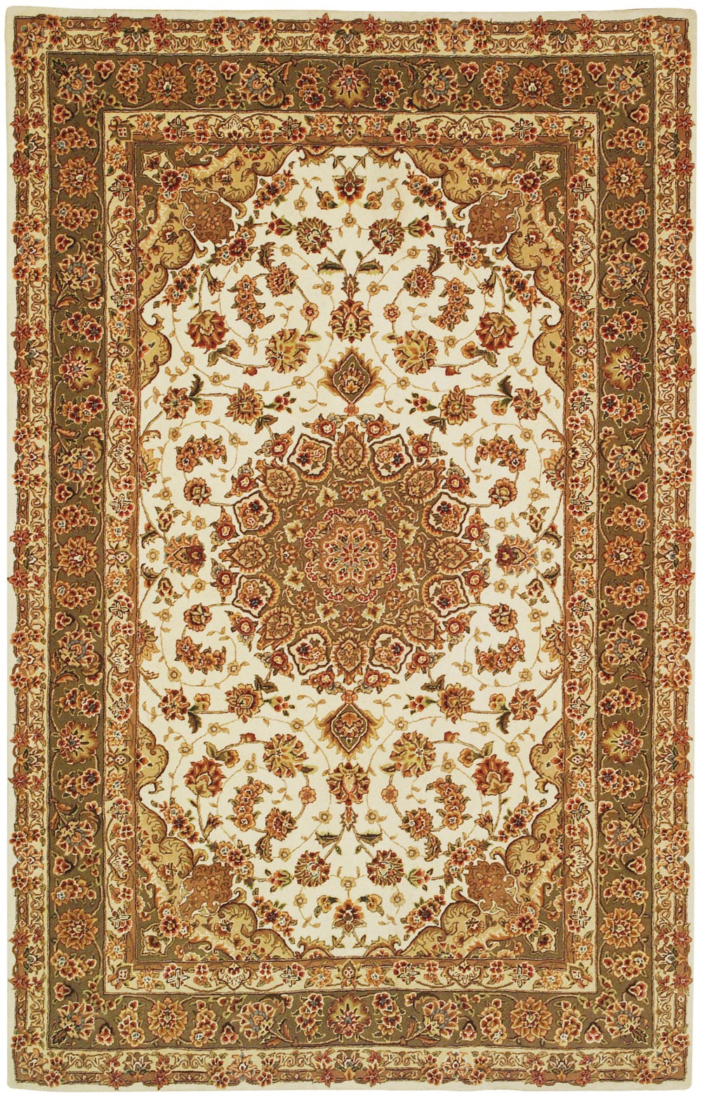 Safavieh Persian Court 102b Area Rug - Luxurious Silk & Wool Blend, Elegant Design For Stylish Home Interiors Ivory ,Light Olive Silk & Wool Pile Pc102b-4