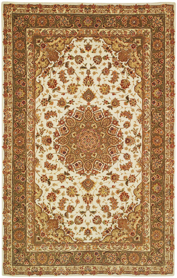 Safavieh Persian Court 102b Area Rug - Luxurious Silk & Wool Blend, Elegant Design For Stylish Home Interiors Ivory ,Light Olive Silk & Wool Pile Pc102b-4