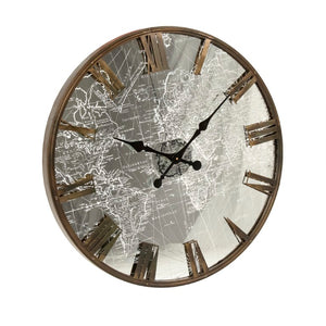 Zentique Mirrored Iron Clock with LED Backlight, Minimal Round Wall Mirror Clock for Modern Décor, 23.5" PC102