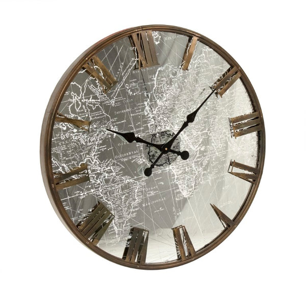 Zentique Mirrored Iron Clock with LED Backlight, Minimal Round Wall Mirror Clock for Modern Décor, 23.5" PC102