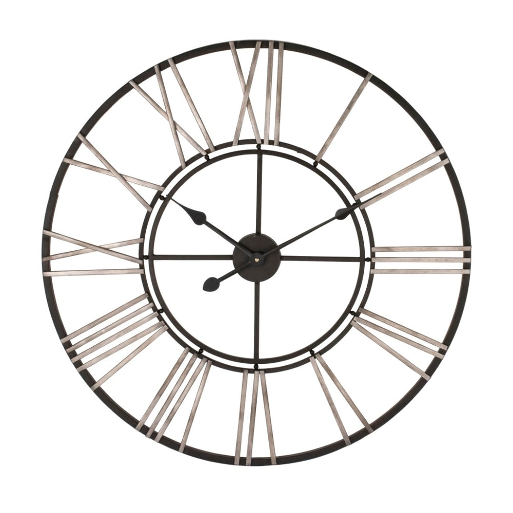 Iron Wall Clock Distressed Black, Gold PC114 Zentique