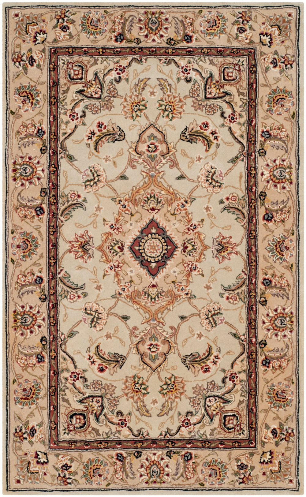 Safavieh Persian Exquisite Floral Area Rug - Luxurious Silk And Wool Masterpiece For Timeless Elegance Black ,Red Silk & Wool Pile Pc129a-4r