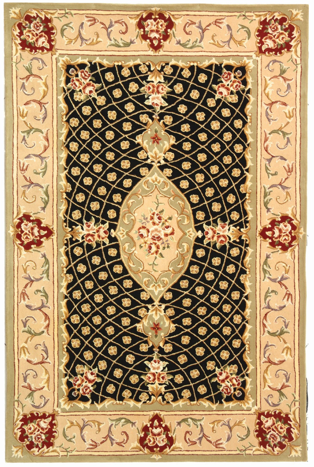 Safavieh Persian Court 172a Area Rug - Timeless Elegance With Luxurious Silk And Wool For Stunning Interiors Black ,Beige Silk & Wool Pile Pc172a-3