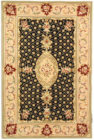 Safavieh Persian Court 172a Area Rug - Timeless Elegance With Luxurious Silk And Wool For Stunning Interiors Black ,Beige Silk & Wool Pile Pc172a-3