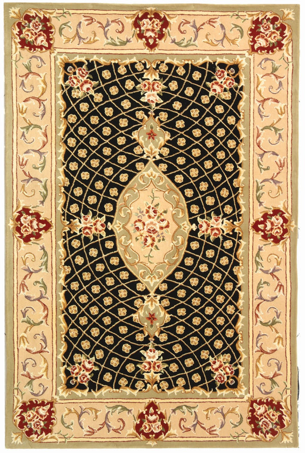 Safavieh Persian Court 172a Area Rug - Timeless Elegance With Luxurious Silk And Wool For Stunning Interiors Black ,Beige Silk & Wool Pile Pc172a-3