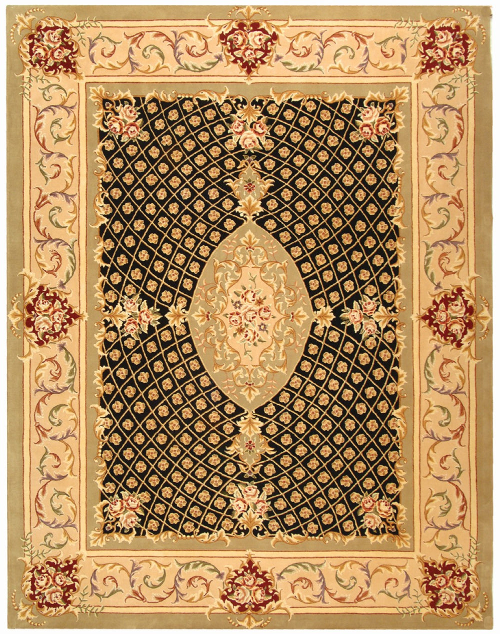 Safavieh Persian Court 172a Area Rug - Timeless Elegance With Luxurious Silk And Wool For Stunning Interiors Black ,Beige Silk & Wool Pile Pc172a-3