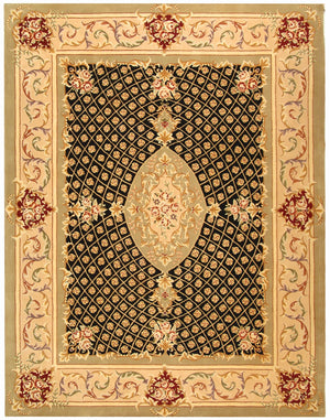Safavieh Persian Court 172a Area Rug - Timeless Elegance With Luxurious Silk And Wool For Stunning Interiors Black ,Beige Silk & Wool Pile Pc172a-3