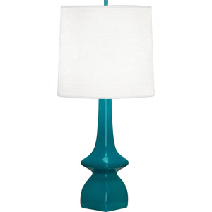 Robert Abbey Peacock Jasmine Table Lamp PEACOCK GLAZED CERAMIC Oyster Linen Shade