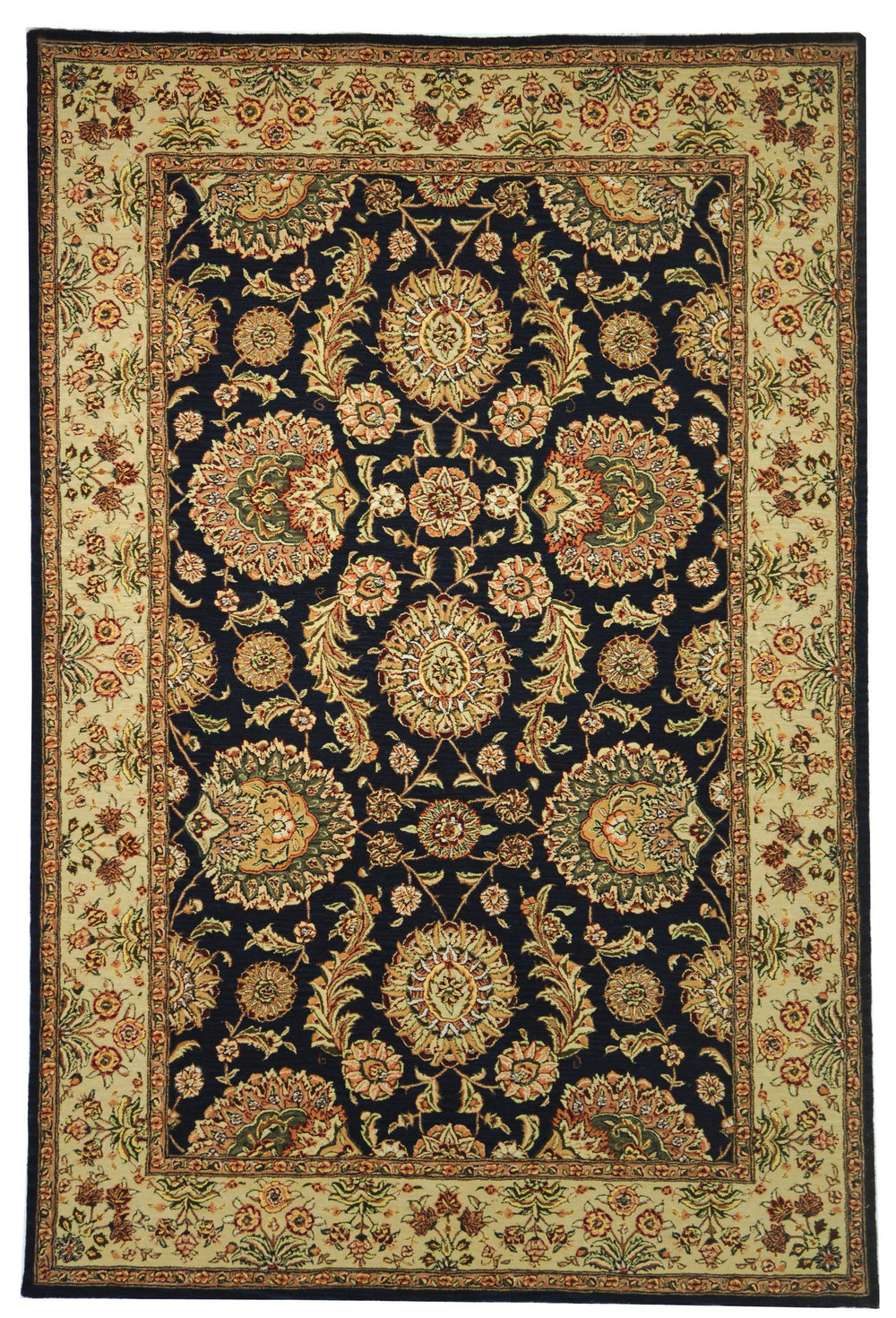 Safavieh Persian Navy Area Rug 6x9 Ft - Luxurious Floral Design In Golden Beige For Elegant Home Decor Navy  Pc414a-6