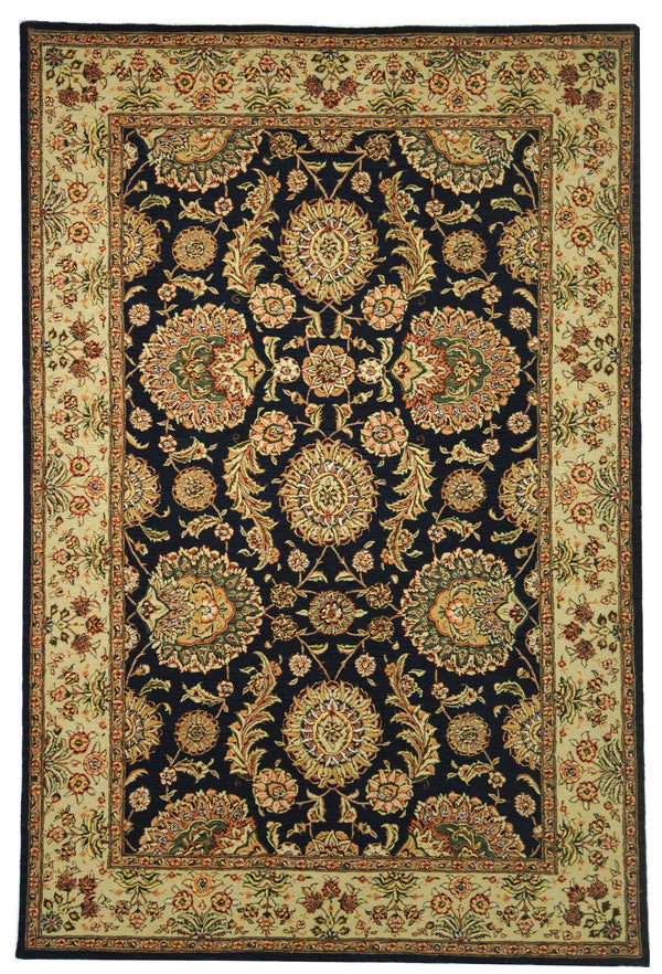 Safavieh Persian Navy Area Rug 6x9 Ft - Luxurious Floral Design In Golden Beige For Elegant Home Decor Navy  Pc414a-6