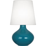 Robert Abbey Peacock June Table Lamp Peacock Glazed Ceramic Oyster Linen Shade