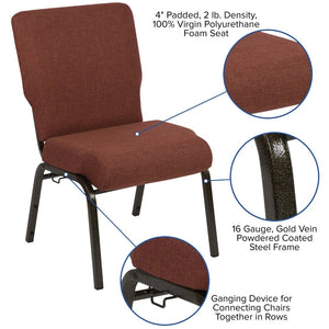 English Elm Advantage 20.5" Cinnamon Molded Foam Church Chair - Durable, Comfortable, Stackable Seating Solution PCCF-107