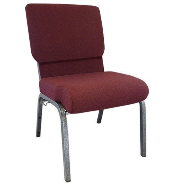 English Elm Advantage Church Chair - Premium Comfort 4" Foam Seat, Durable Steel Frame, Perfect for Events Maroon Fabric/Silver Vein Frame PCHT-104