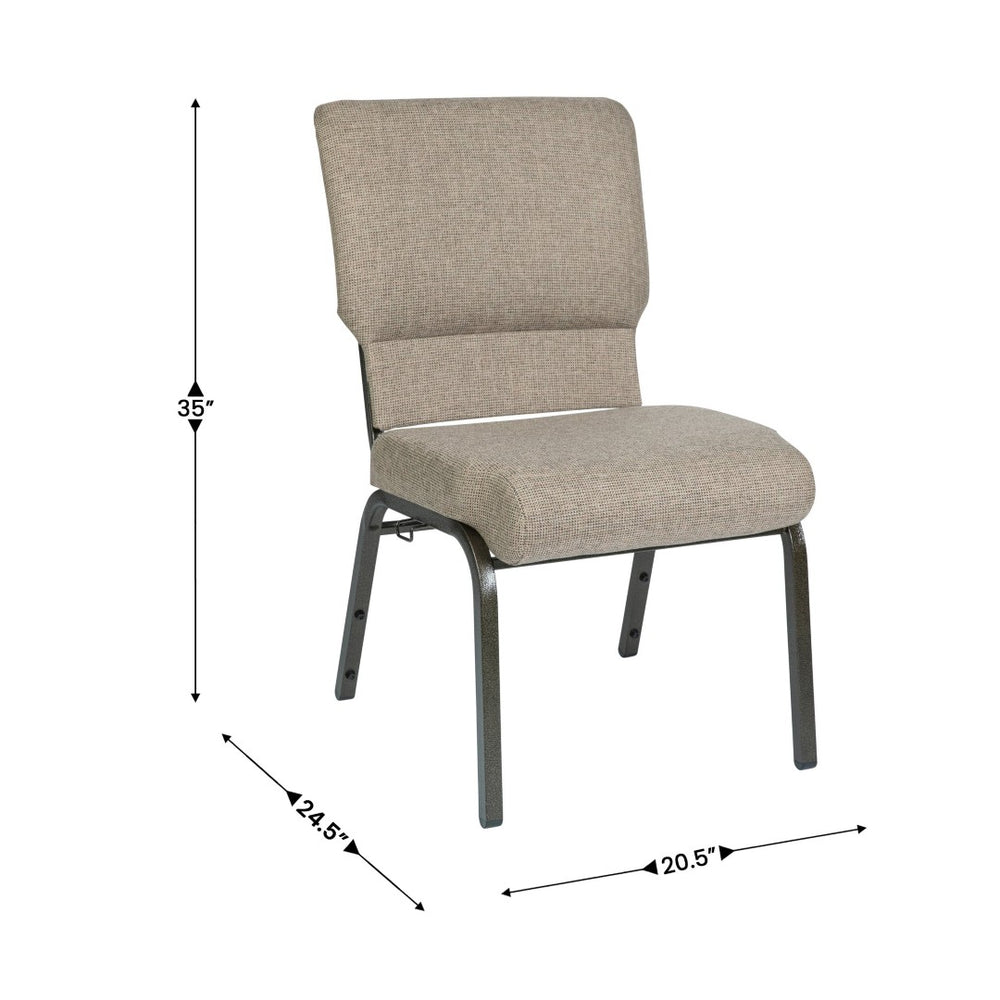 English Elm Advantage Church Chair - Premium Comfort 4" Foam Seat, Durable Steel Frame, Perfect for Events Mixed Tan Fabric/Gold Vein Frame PCHT-105