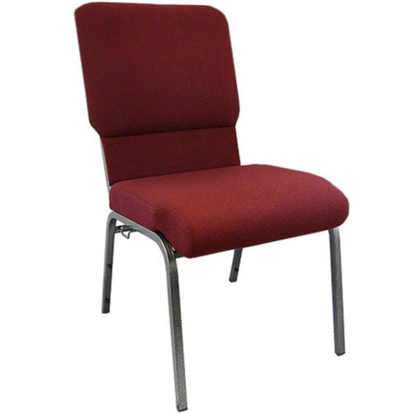 English Elm Advantage Comfortable Navy Church Chairs with Durable Steel Frame for High-Traffic Gatherings Maroon Fabric/Silver Vein Frame PCHT185-104