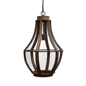 Deja Single Light Metal And Wood Pendant PDA026SNG Crestview Collection