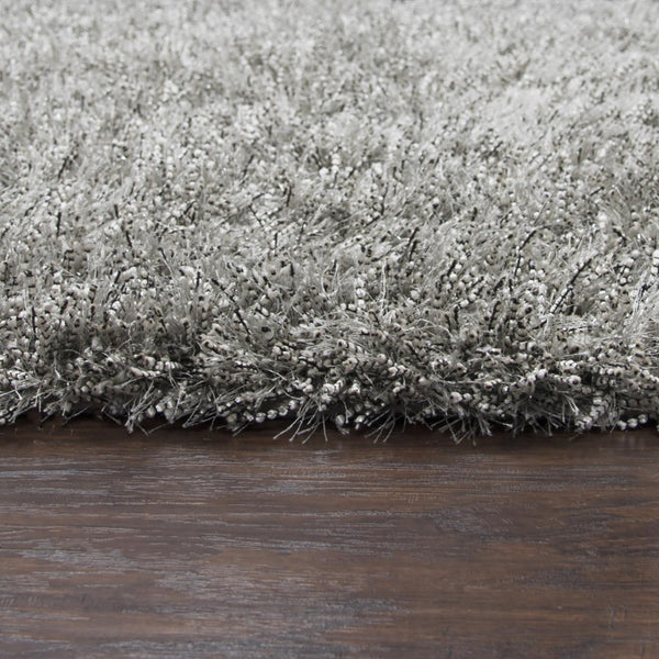 Alora Decor Pearl Hand-Tufted Round Shag Rug 3' X 3' — Pearl Gray Polyester/Lurex Deep Pile, Luxe Shimmer PEAPE1001003303RD