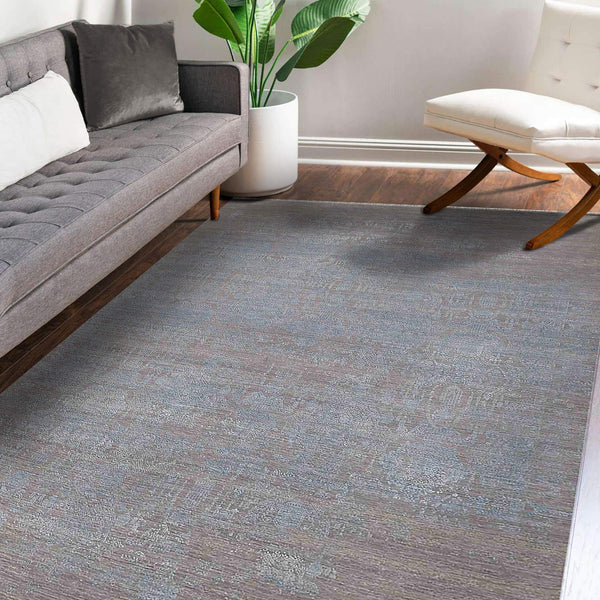 Pearl Hand-knotted Wool Silk Persian Motif Area Rug for Elegant Living Spaces