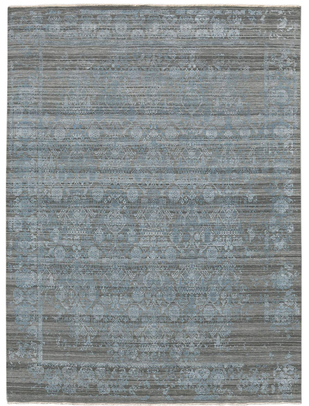 AMER Rugs Pearl Hand-knotted New Zealand Wool Silk Accent Rug Transitional Bordered Design PEA80203