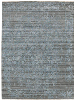 AMER Rugs Pearl Hand-knotted New Zealand Wool Silk Accent Rug Transitional Bordered Design PEA80203